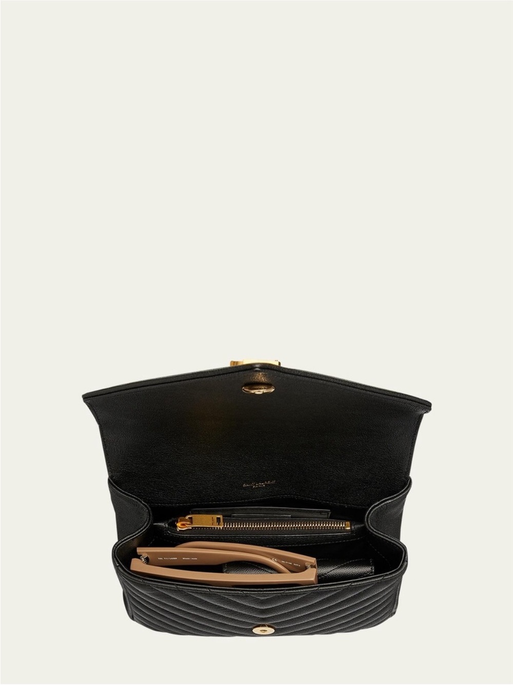 Black Quilted Leather Satchel with Gold  Hardware - Picture 3 of 10